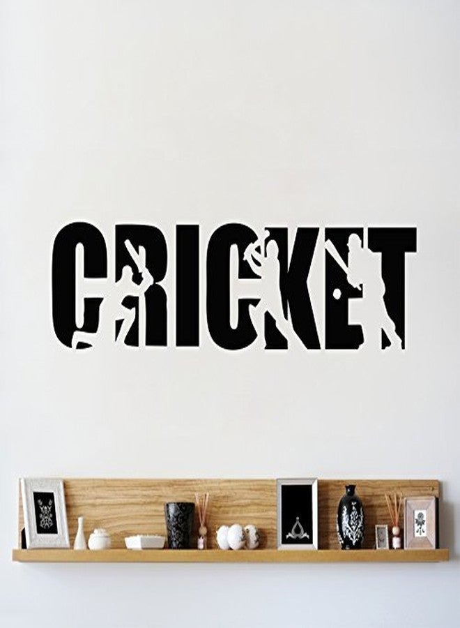 Sticker Yard StickersYard Cricket Sports Wall Sticker & Decal (Color - Black Matte Finish PVC Vinyl 109CM X 28CM) - Image 1